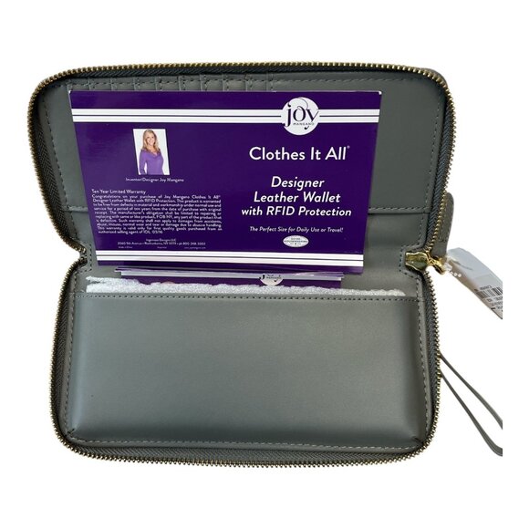 NWT Joy Mangano “Clothes It All” Leather RFID Wristlet Wallet – Gray - Picture 3 of 4